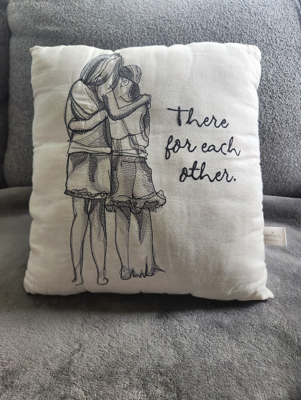 "There For Each Other" Hallmark Ken Sheldon Embroidered Pillow